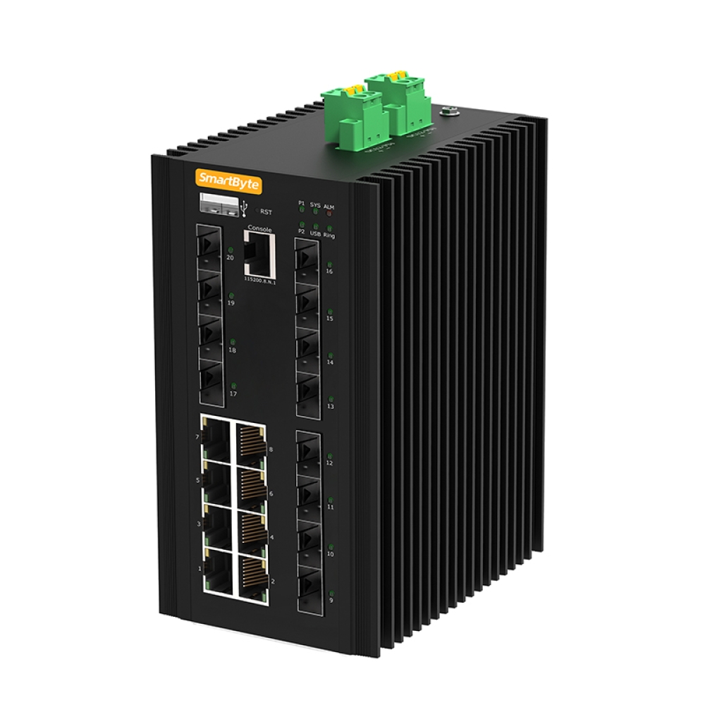 8*10/100/1000Base-T + 8*100/1000Base-X SFP + 4*1G/2.5/10GBase-X SFP+ Layer 3 Managed Industrial Ethernet Switch