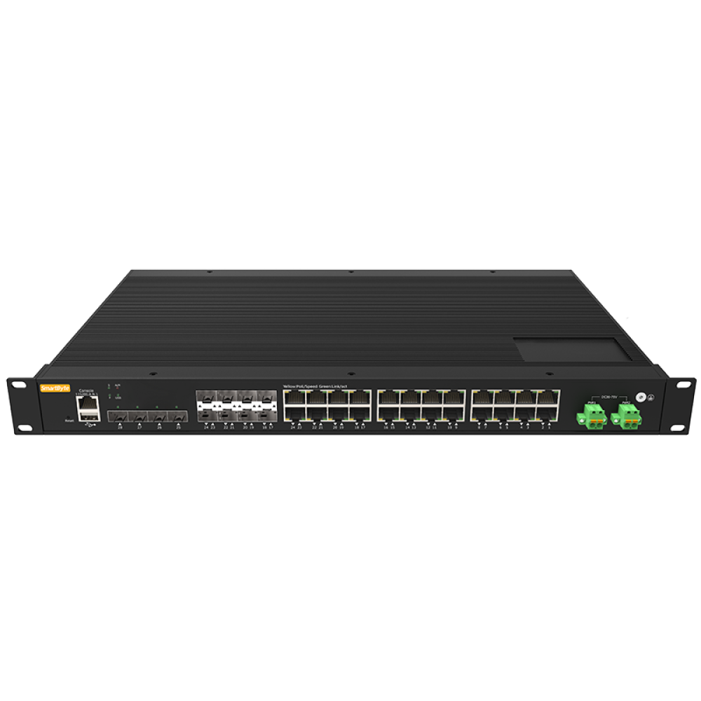 16*10/100/1000Base-T+8*Gigabit Combo+ 4*1G/2.5G/10GBase-X SFP+ Layer 3 Managed Industrial Rack-mount PoE++ Switch
