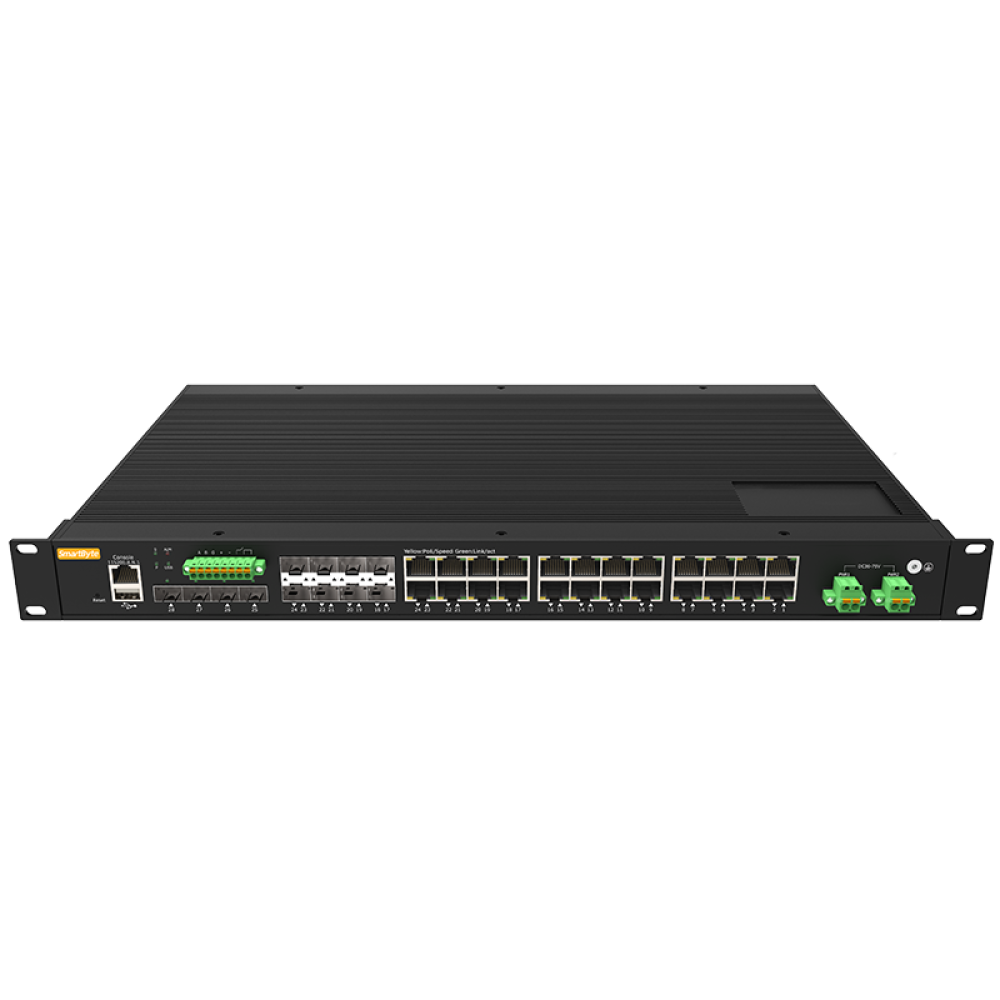 16*10/100/1000Base-T+8*Gigabit Combo+ 4*1G/2.5G/10GBase-X SFP+ Layer 3 Managed Industrial Rack-mount PoE++ Switch