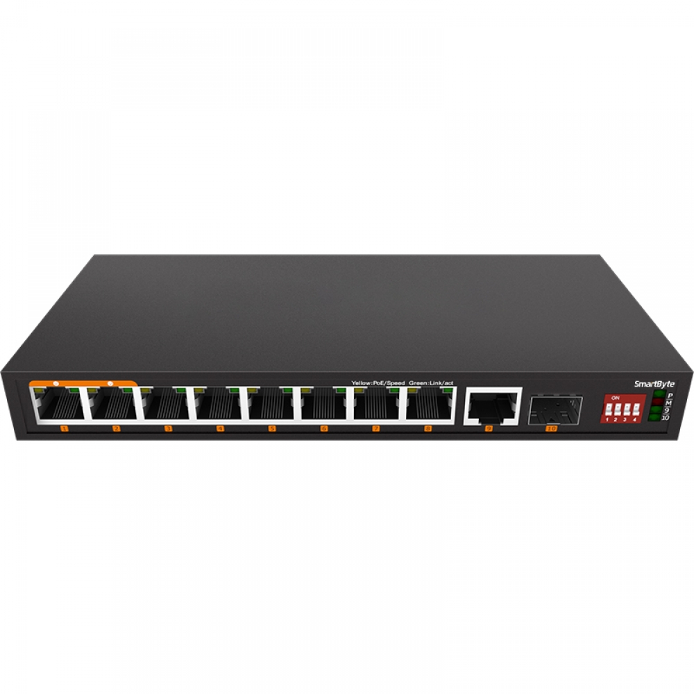 2*1G SFP/RJ45 + 8*10/100Base-TX Enhanced Function Unmanaged Ethernet Switch