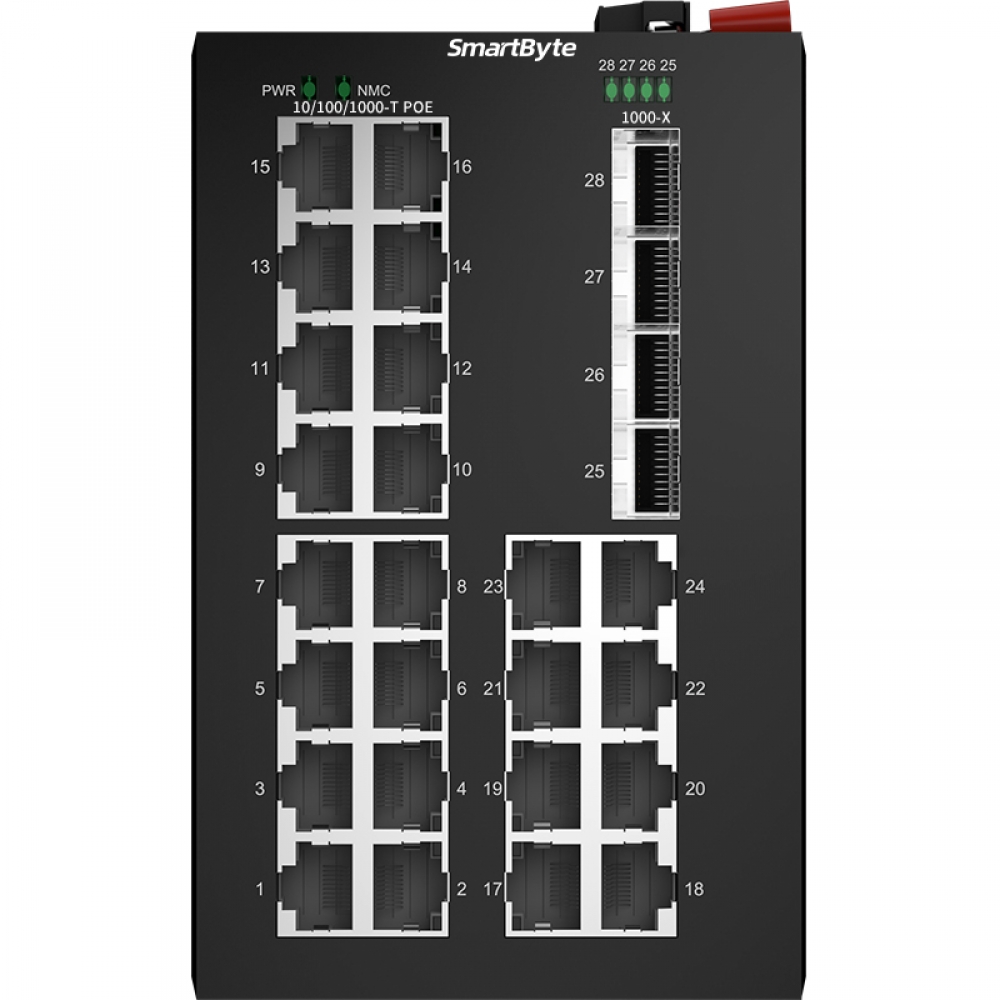 4 *1000Base-X SFP + 24 *10/100/1000Base-T PoE Ports  Managed Industrial PoE Switch