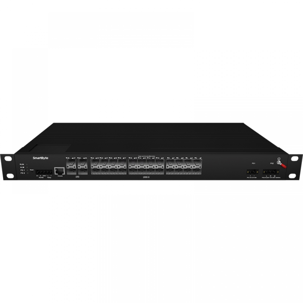 4*10GBase-X + 24*1000Base-X Unmanaged Industrial Rack-mount Fiber Switch