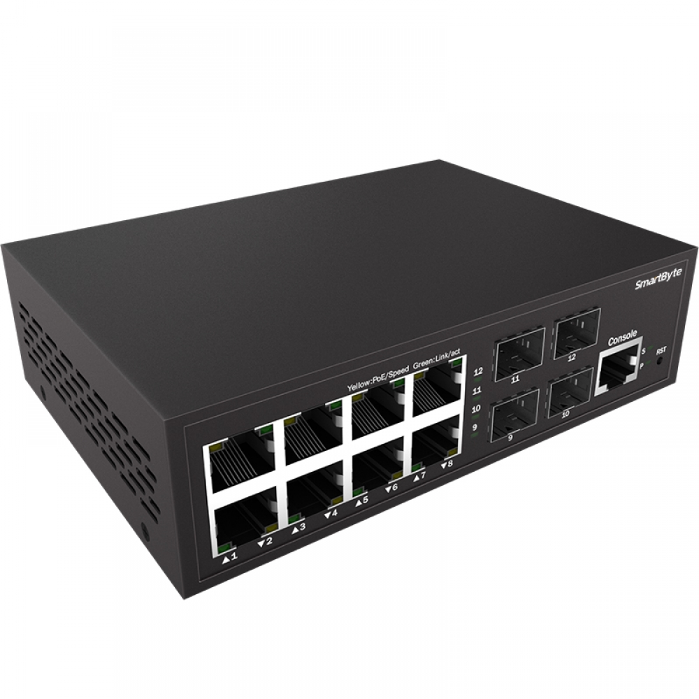 8*10/100/1000Base-T + 4*1G/2.5G SFP Layer 2+ Managed PoE Switch