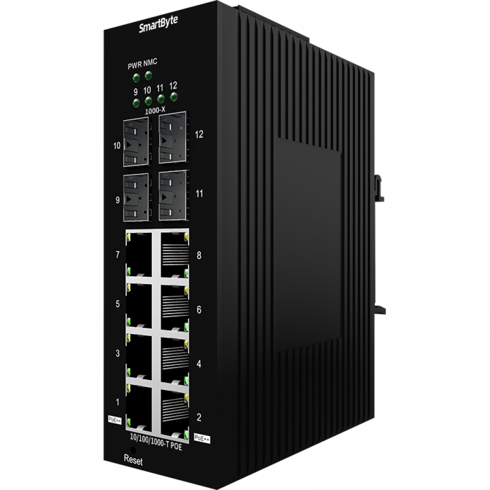 SmartByte 12 ports full gigabit managed 802.3bt standard industrial PoE