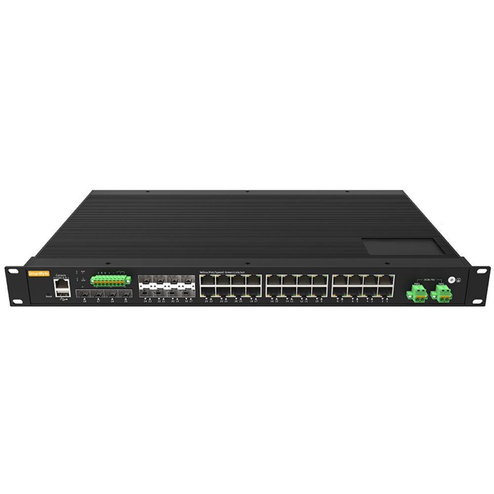 16*10/100/1000Base-T + 8*Gigabit Combo + 4*1G/2.5GBase-X SFP Layer 2+ Managed Industrial Rack-mount Ethernet Switch