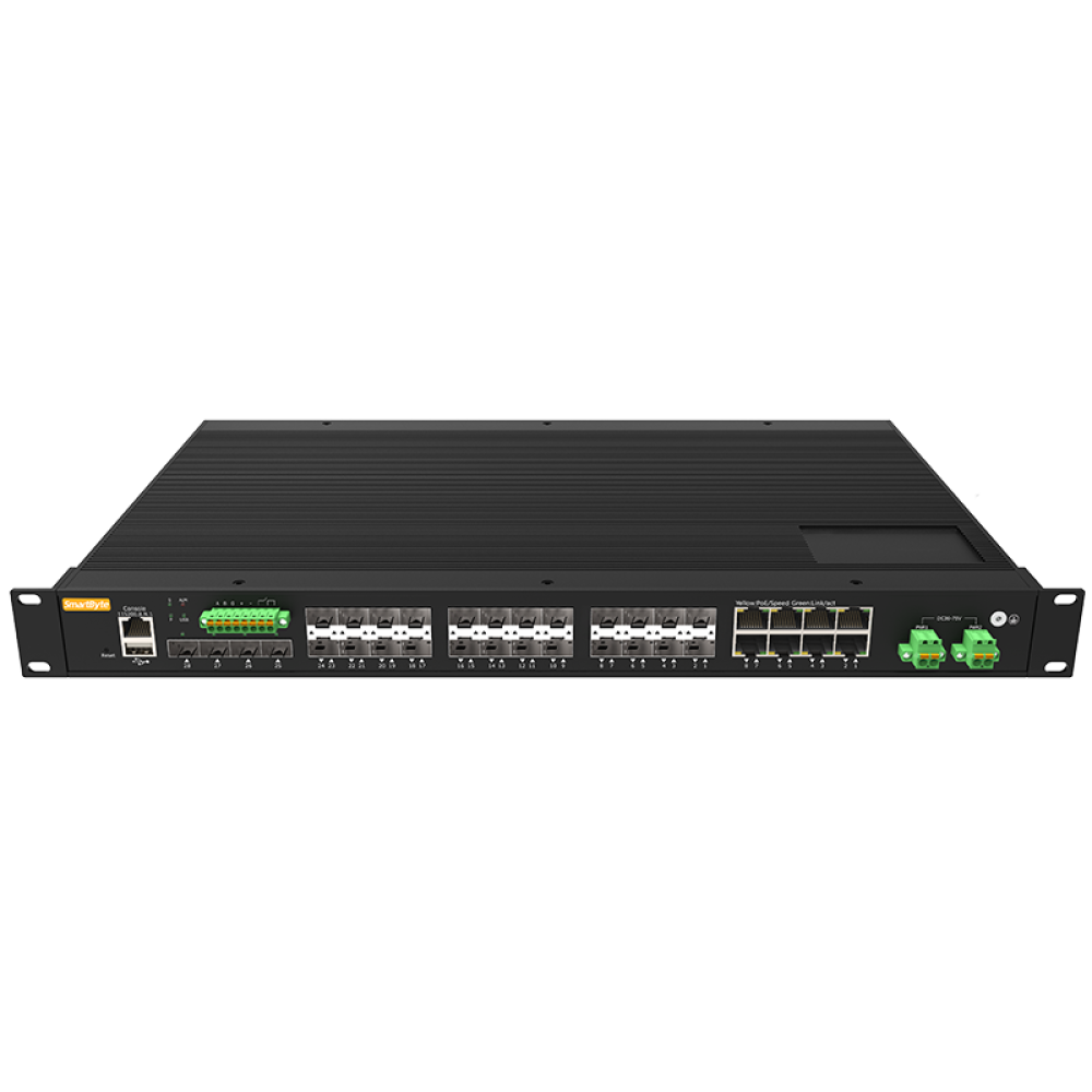16*100/1000Base-X SFP + 8*Gigabit Combo + 4*1G/2.5GBase-X SFP Layer 2+ Managed Industrial Rack-mount Ethernet Switch