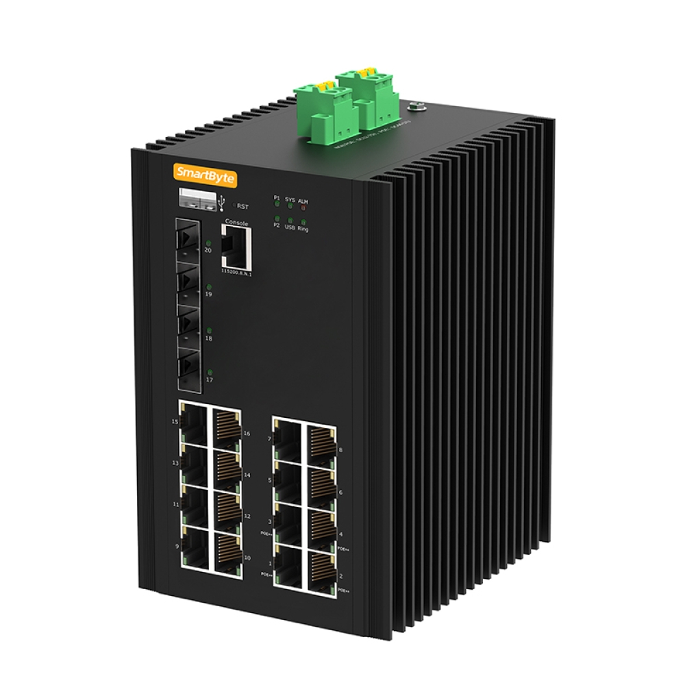 16*10/100/1000Base-T + 4*1G/2.5/10GBase-X SFP+ Layer 3 Managed Industrial Ethernet Switch